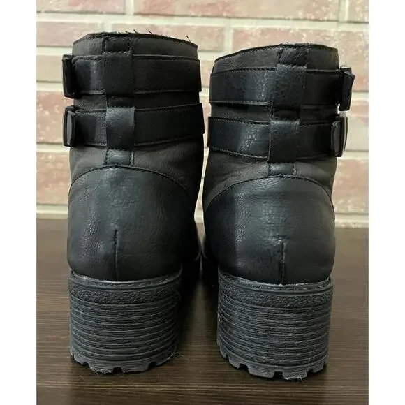 Born Boc Womens Godfrey Combat Boots Olive Black Straps Ankle Block Zip 9.5 - Picture 4 of 9